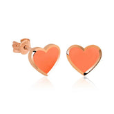 Boucles d'oreilles cœur orange fluorescent argenté